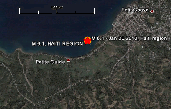 map of haiti earthquake epicenter. Google Map of the Quake