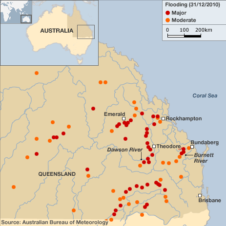 Satellite Pictures Of Queensland Floods. Queensland Flood Map.