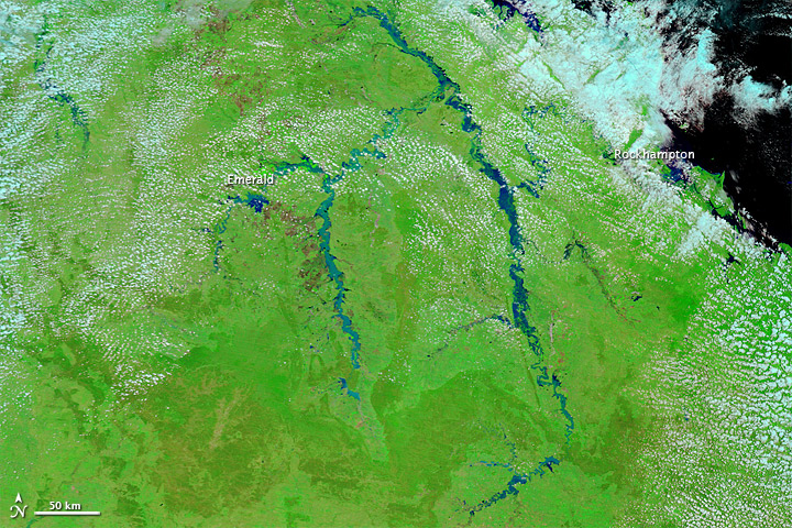 NASA satellite images of flooding in Queensland, Australia