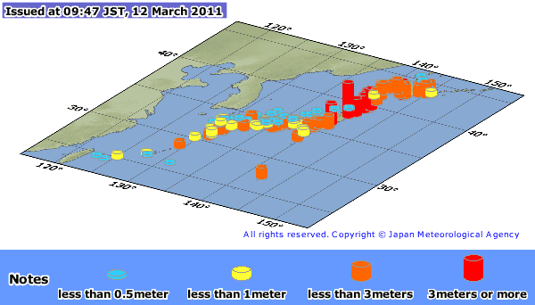 map of japan tsunami. Maximum Tsunami Observation